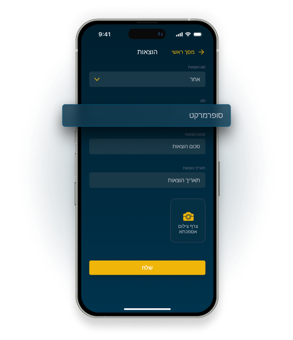 הזנת שם לסוג הוצאה חדש